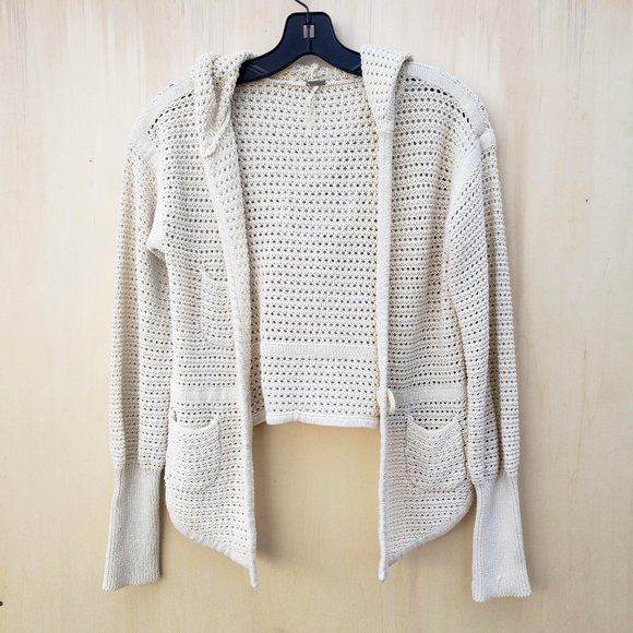 Free People Sweaters - Free People Hooded Crochet Cardigan Sweater - Cream - Medium
